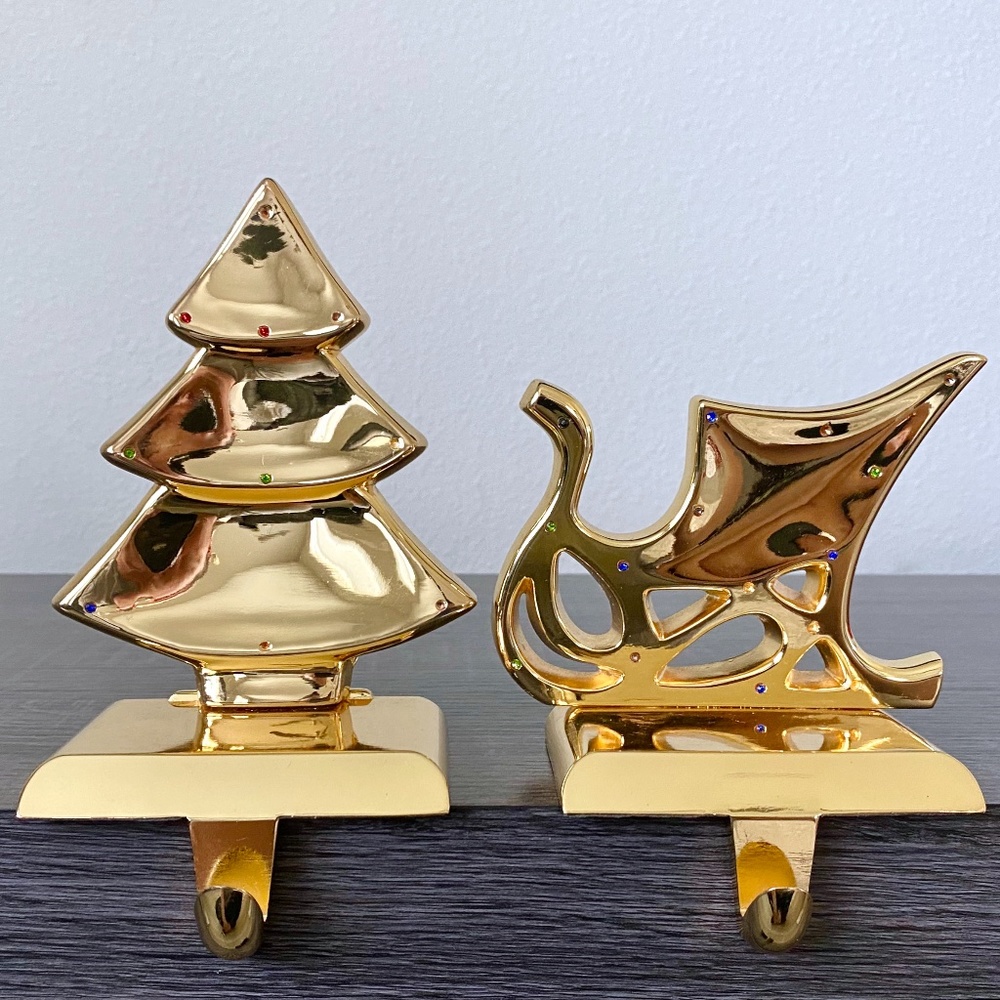 Pier 1 Gold Tone Christmas Stocking Holders